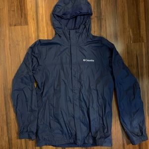 Columbia Omni-Tech Navy Blue Rain Jacket Size M